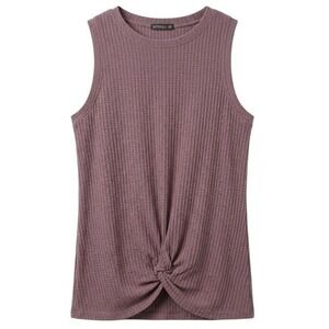 MIHOLL Waffle Knit Knot Front Tank Top Medium Dusty Mauve